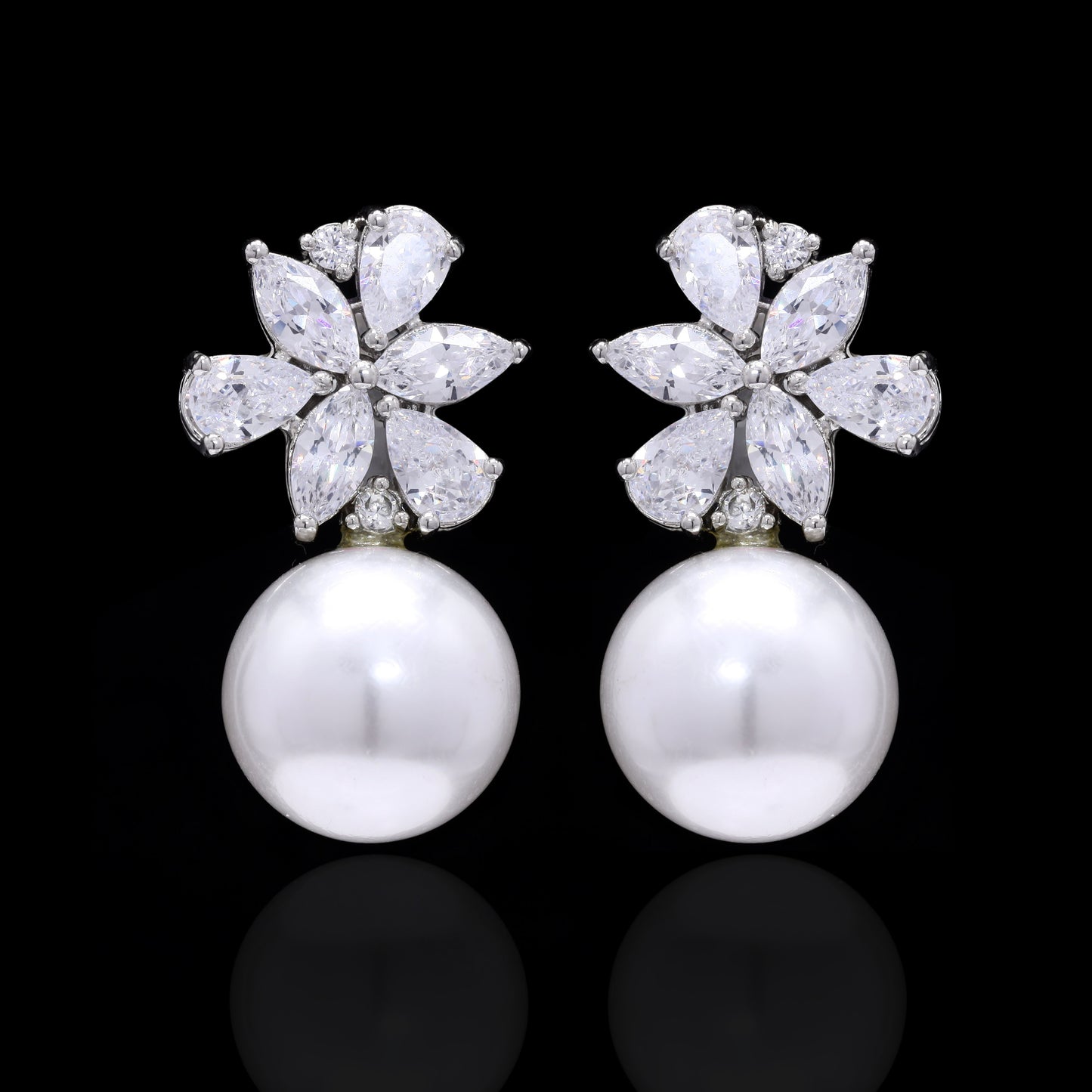 American Diamond Myra Fresh Water Pearl Party Earrings
