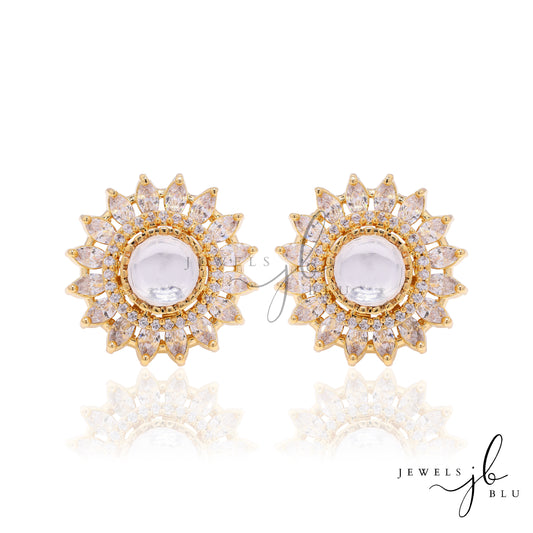 Gold Finish Solar Bloom Statement Studs
