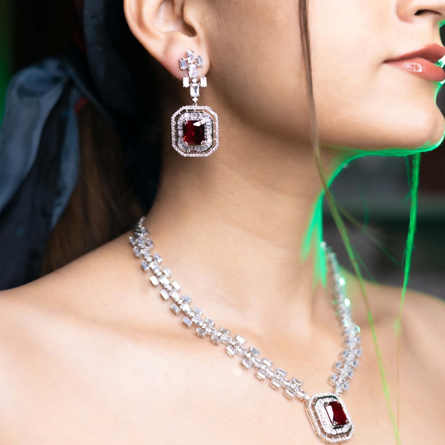 Buy Alyna Square Drop Necklace Set
