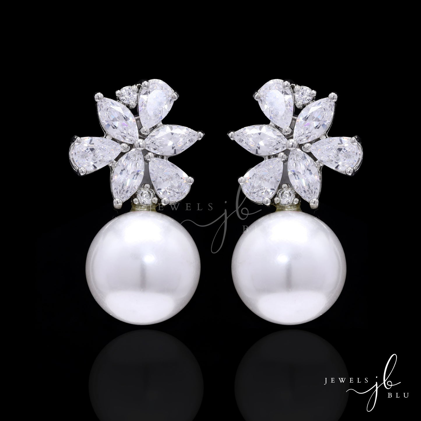 American Diamond Myra Fresh Water Pearl Party Earrings
