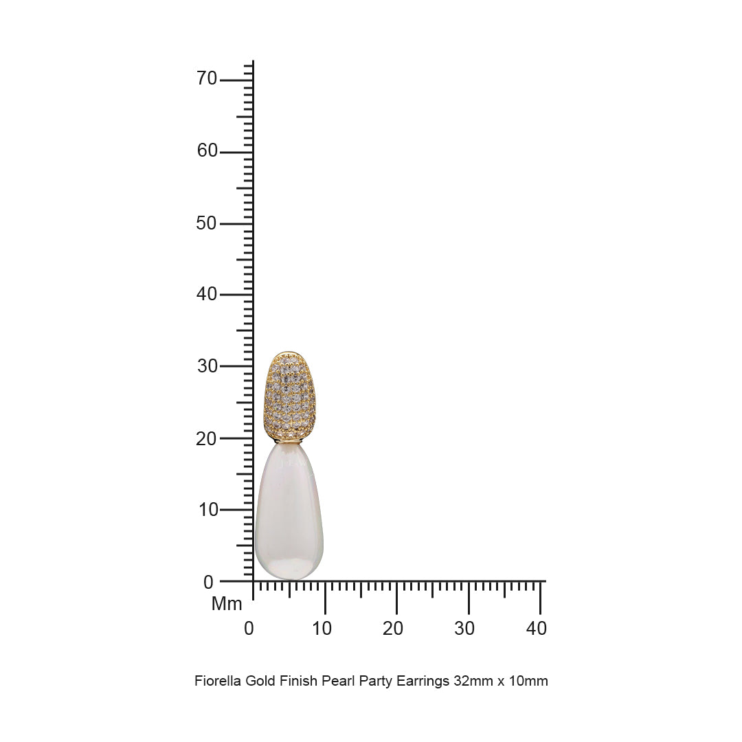 Fiorella Gold Finish Pearl Party Earrings