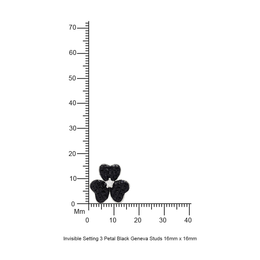 Invisible Setting 3 Petal Black Geneva Studs