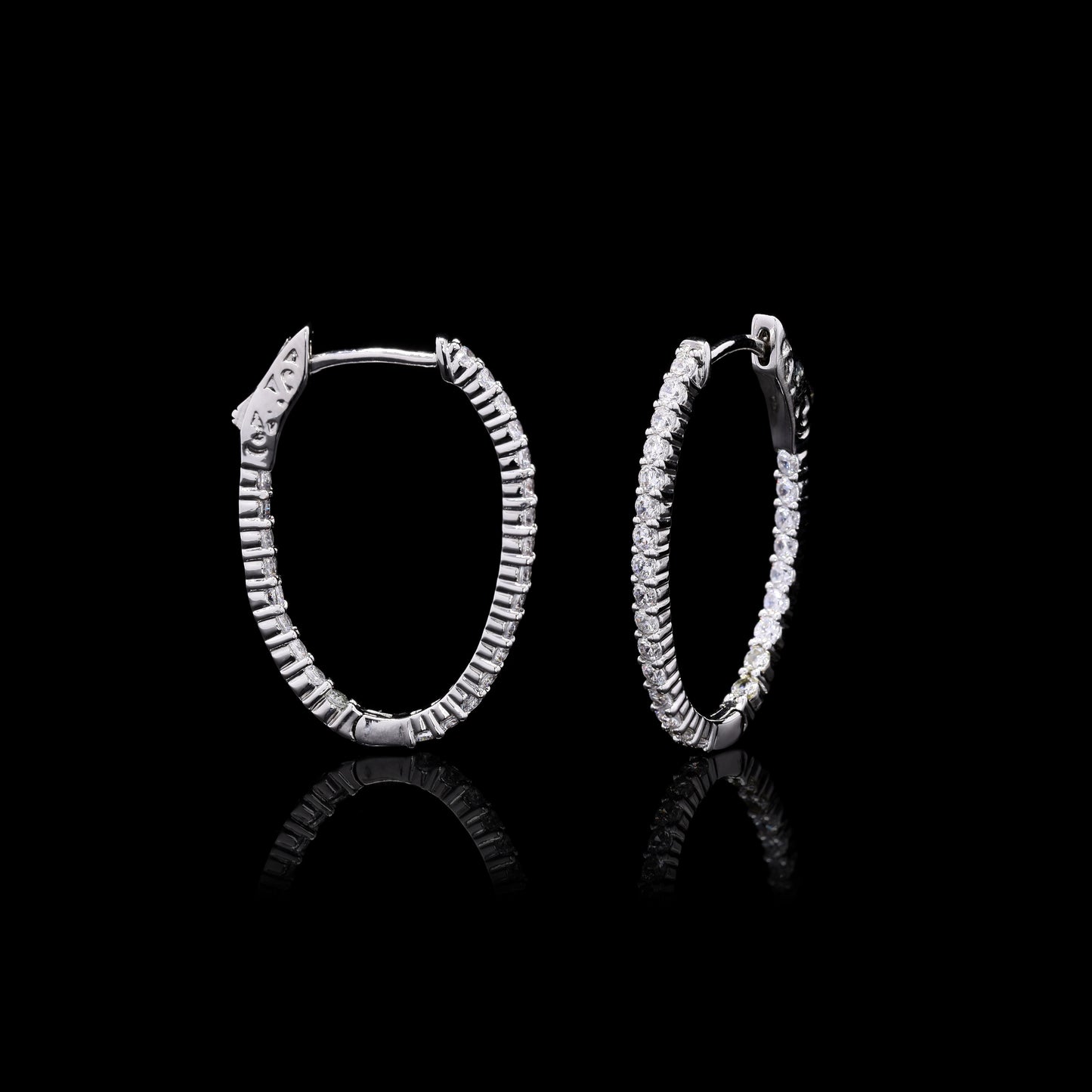 Classic Vanessa American Diamond Oval Hoops
