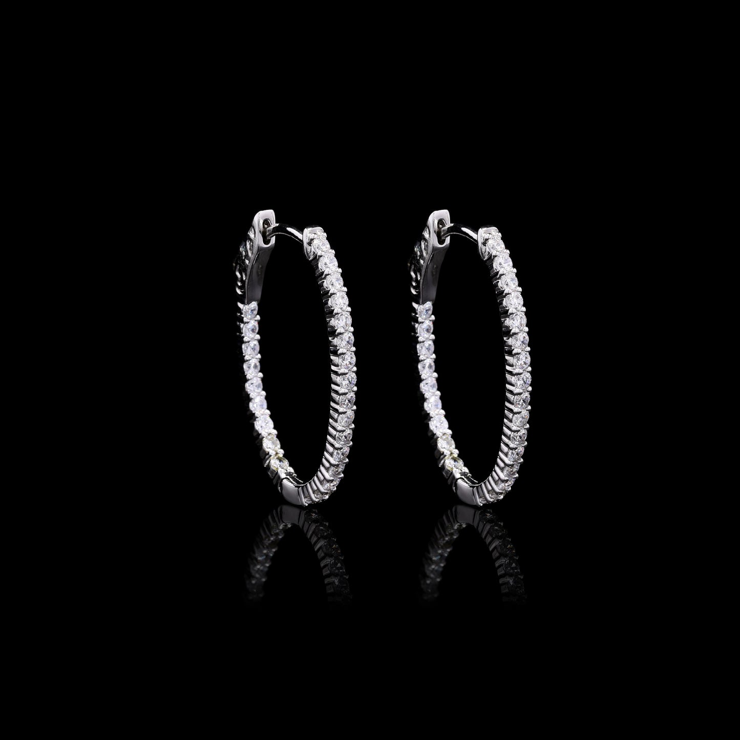Classic Vanessa American Diamond Oval Hoops