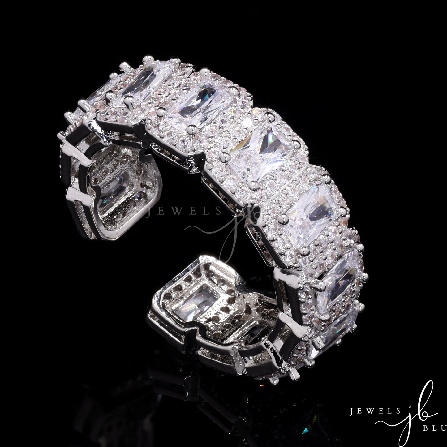 Emerald Cut Solitaire Rio Adjustable Band Ring