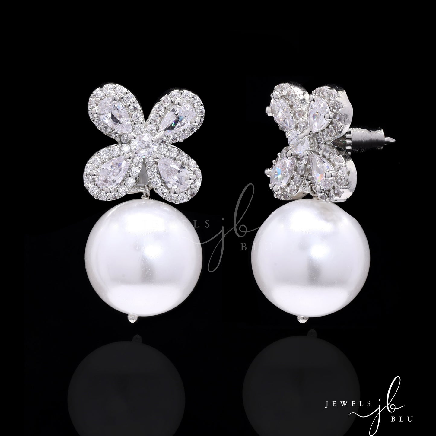 Fresh Water Pearl and Drop Solitaire Cynthia Studs