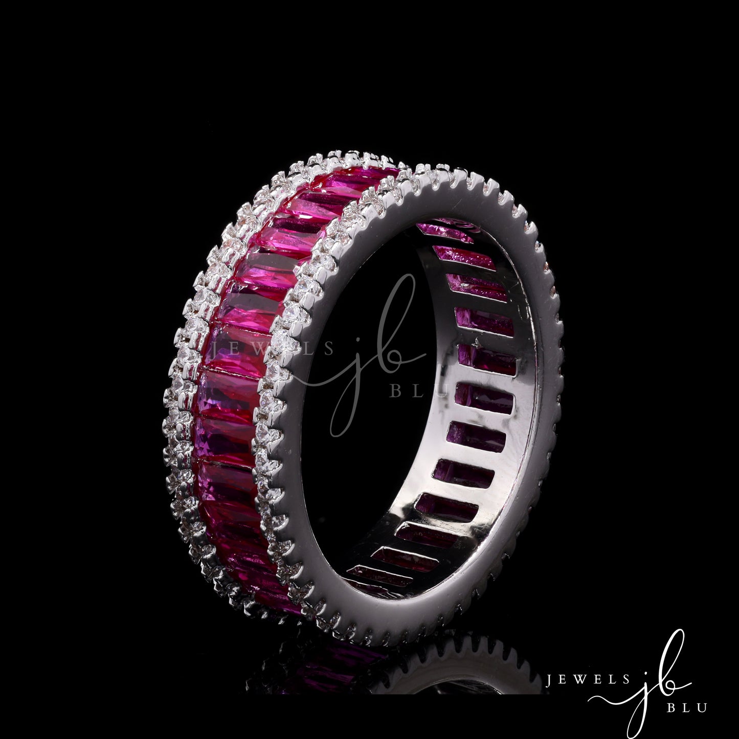 Ruby Baguette and American Diamond Jeremy Premium Ring