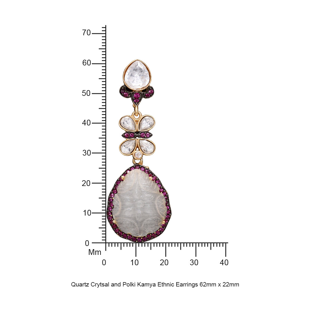 Quartz Crytsal and Polki Kamya Ethnic Earrings