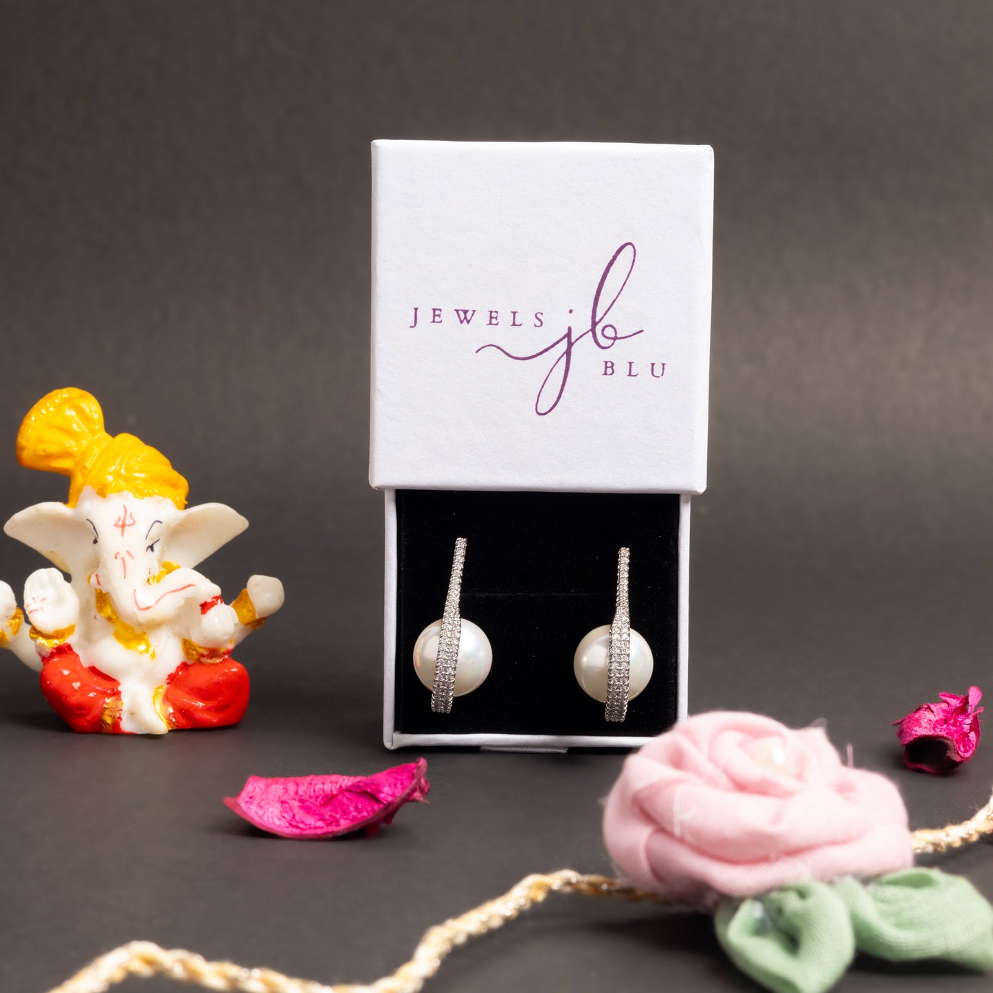 Aninda Fresh Water Pearl and American Diamond Anti Tarnish Studs
