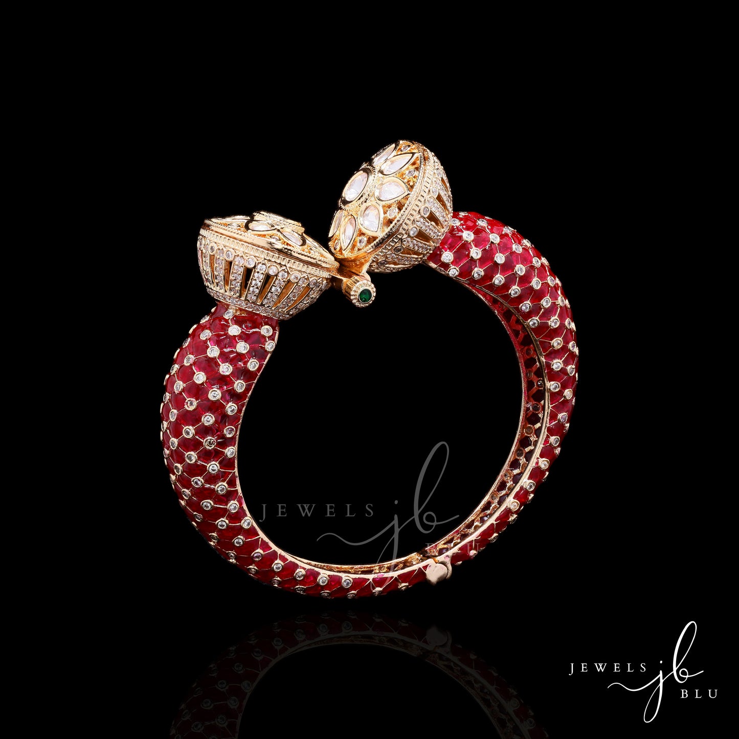 Invisible Setting Ruby Polki Traditional Bundela Openable Kada