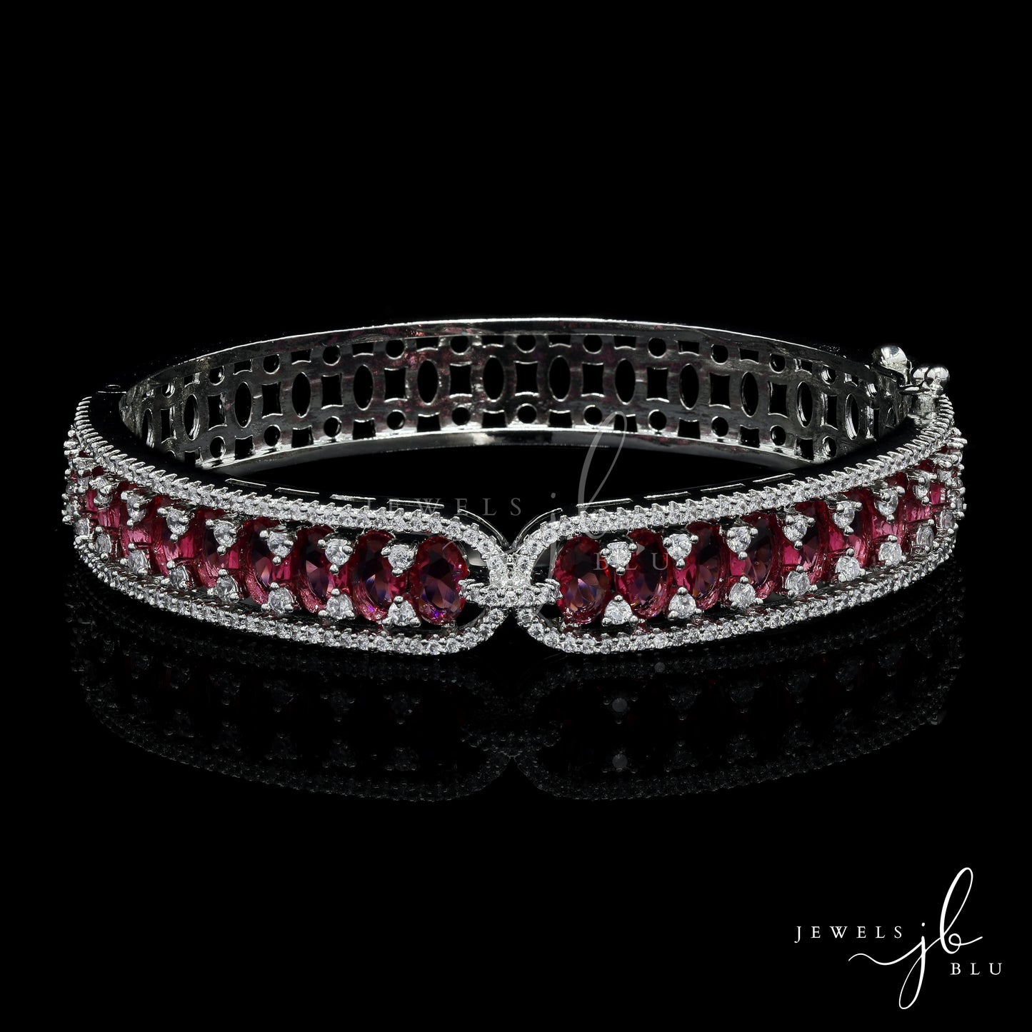American Diamond Ruby Rosy Openable Kada Bracelet