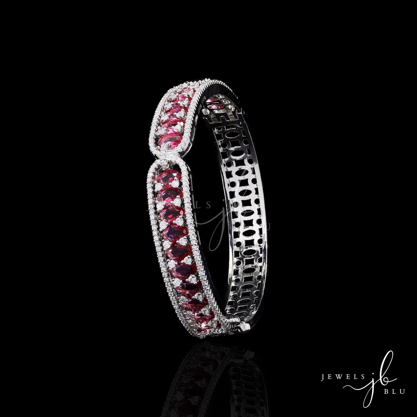American Diamond Ruby Rosy Openable Kada Bracelet