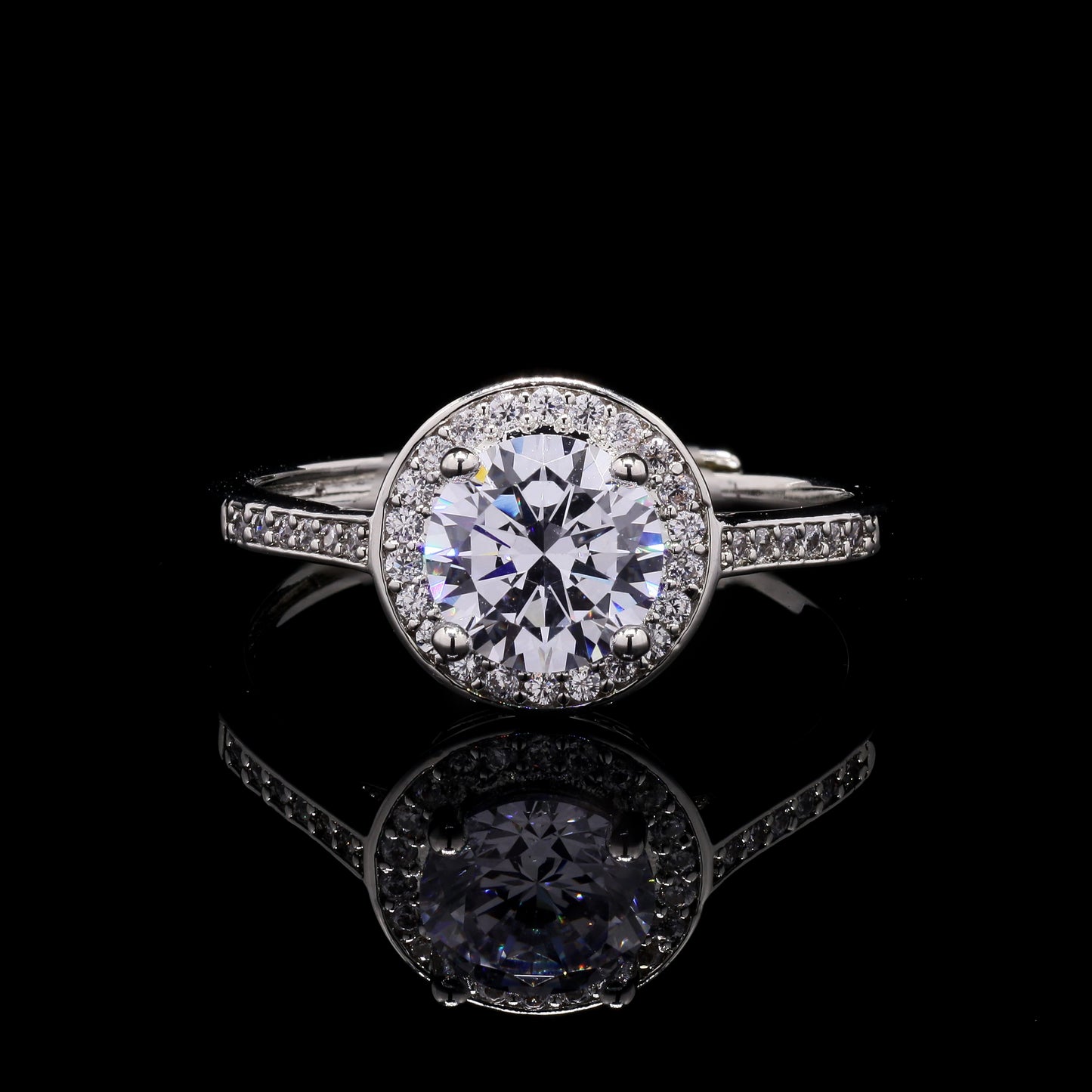 Adjustable American Diamond 1.5 Carat Solitaire Camy Anti Tarnish Ring ( Fits all Sizes )