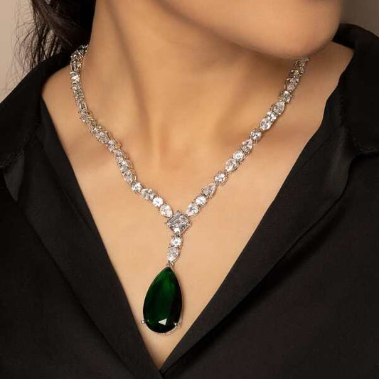 Amelia Diamond And Coloured Drop Long Necklace Set