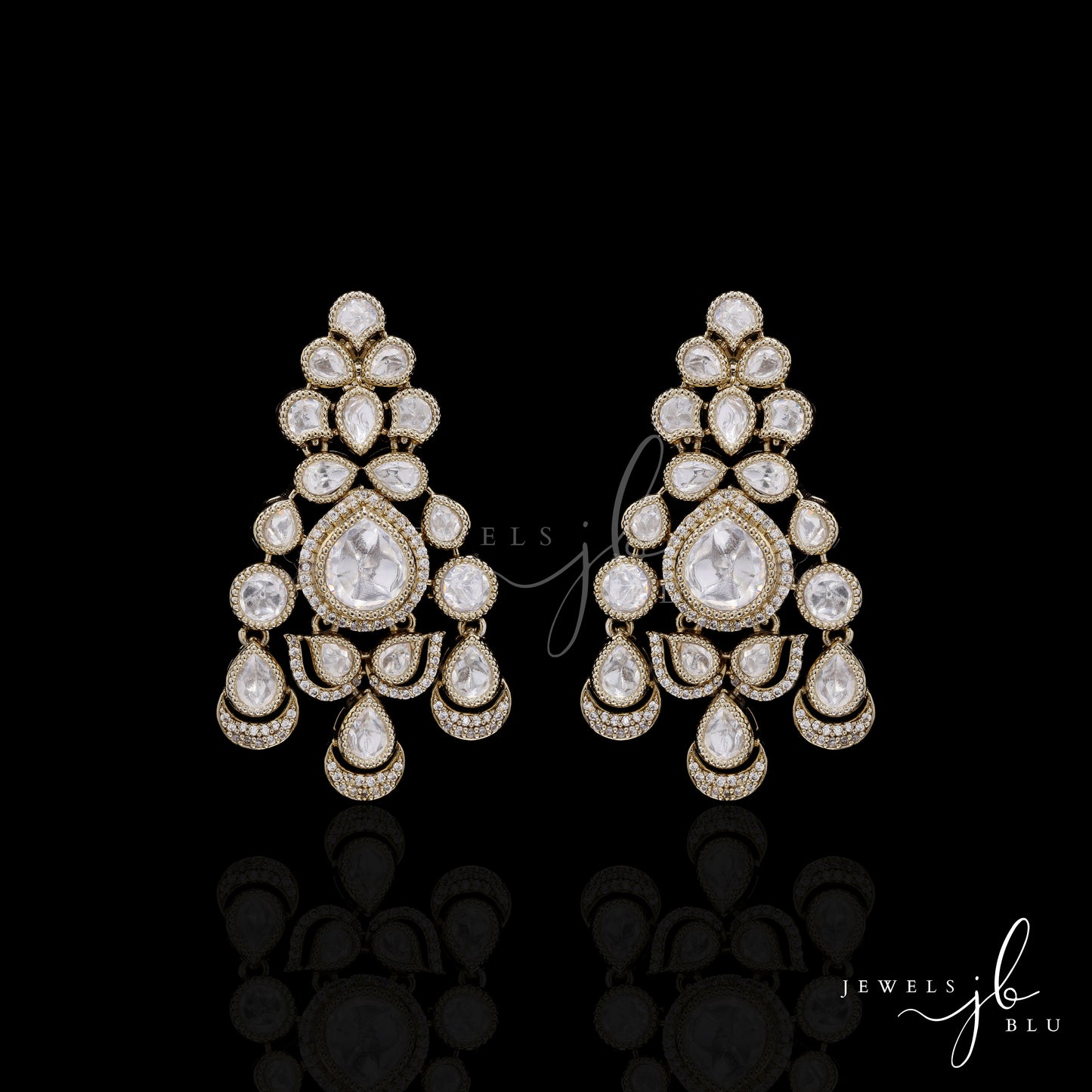 Festive Exclusive Victorian Finish Classic Moissanite Polki Meernaka Earrings