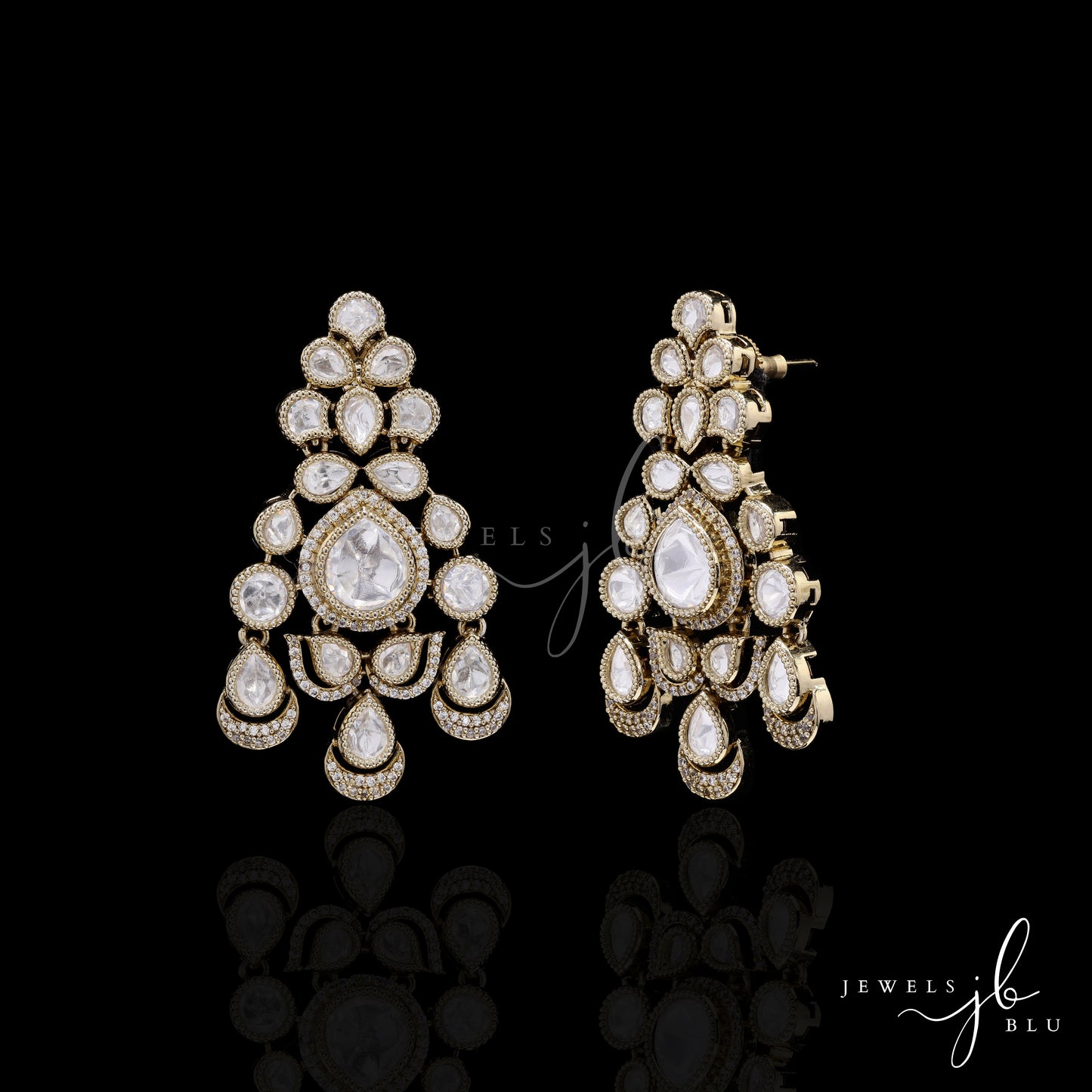 Festive Exclusive Victorian Finish Classic Moissanite Polki Meernaka Earrings