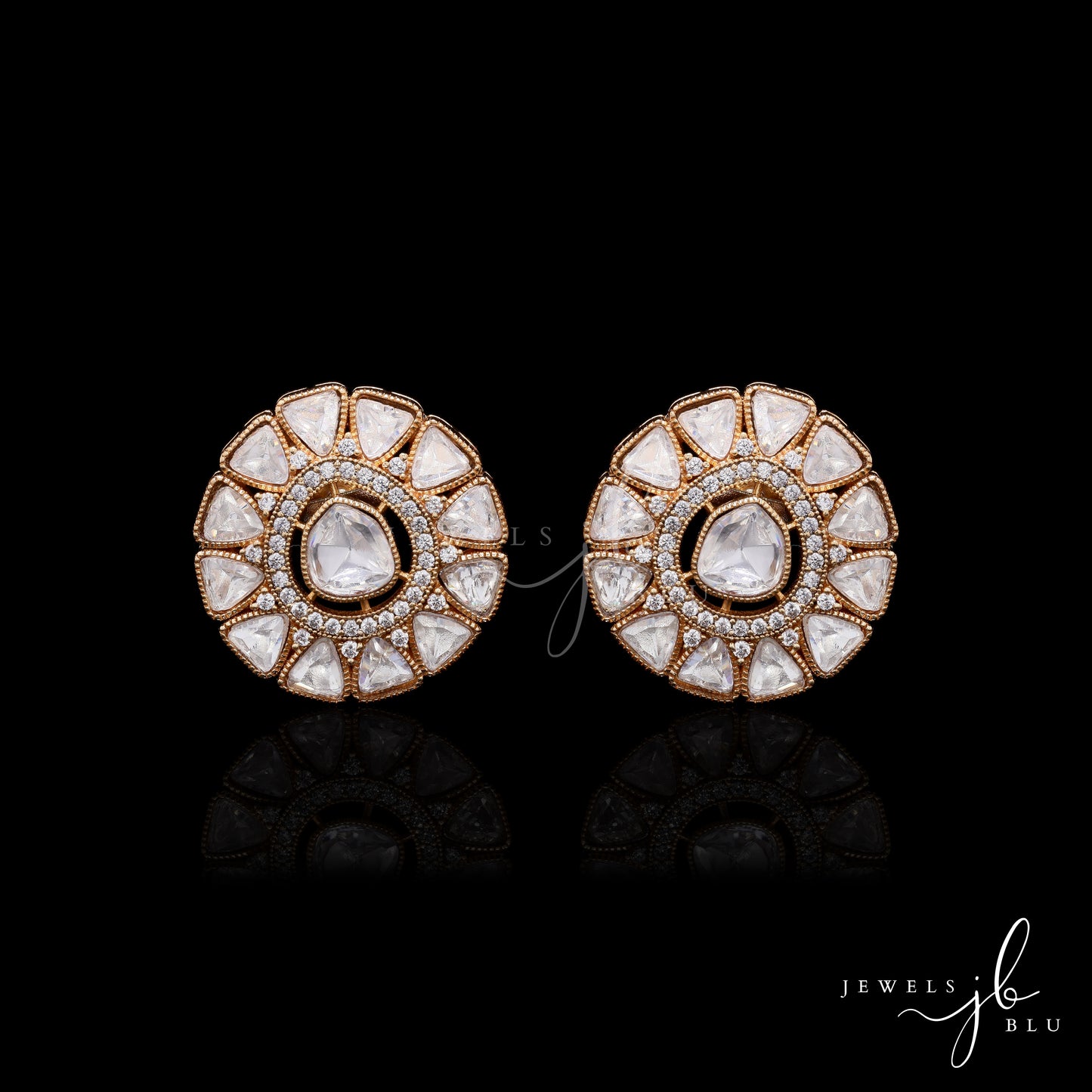 Moissanite Polki Antique Gold Finish Zahara Studs