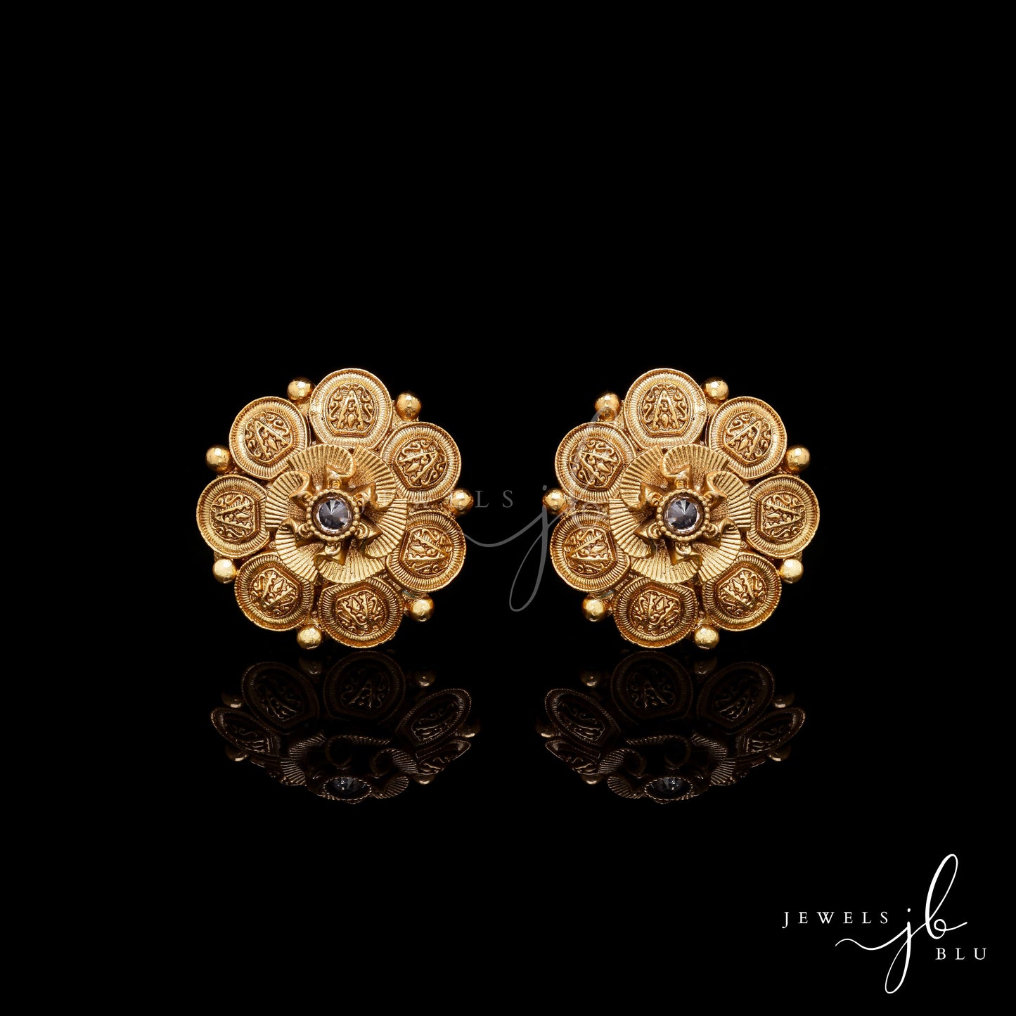 Festive Exclusive Gold Finish Sikka Style Niyati Studs