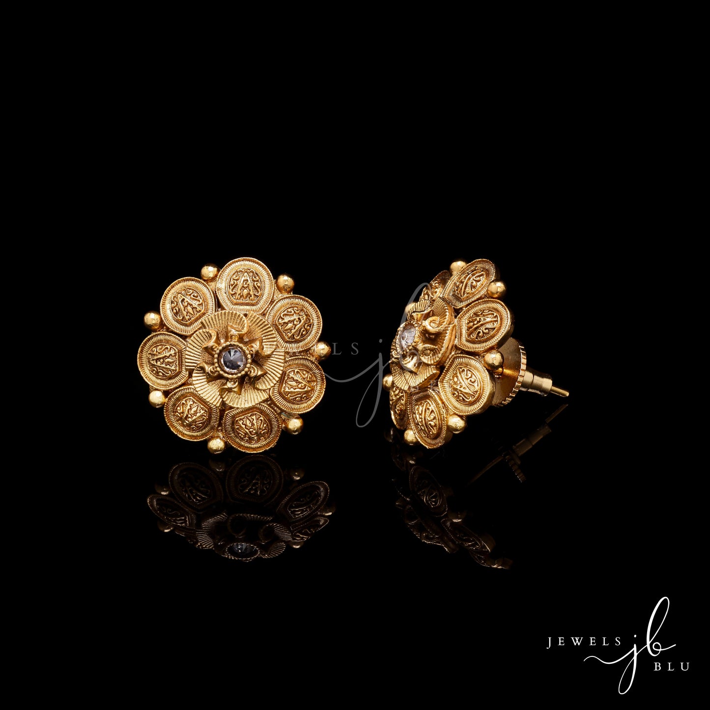 Festive Exclusive Gold Finish Sikka Style Niyati Studs