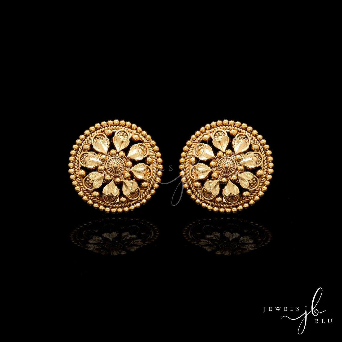 Festive Exclusive Gold Finish Chitra Classic Round Studs