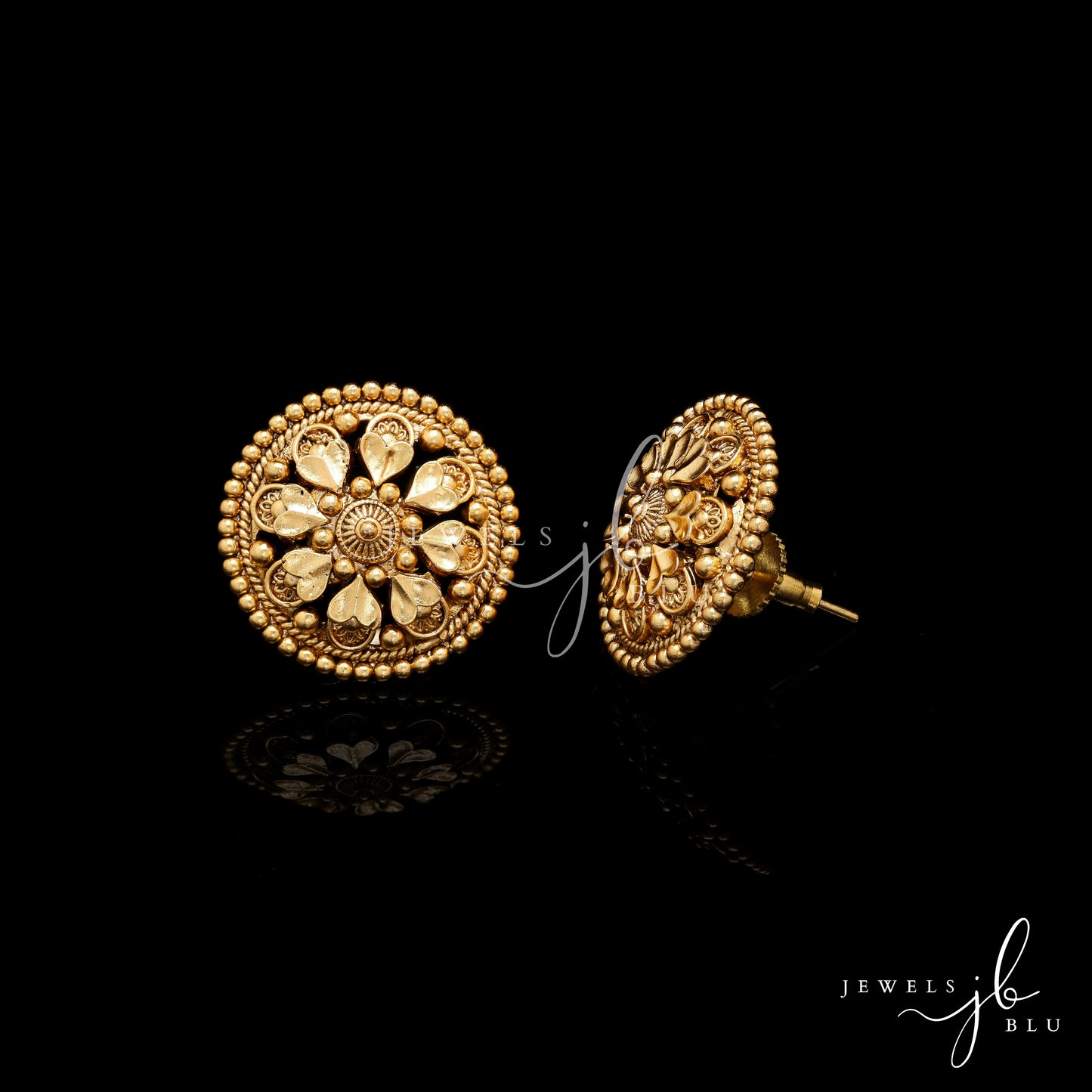 Festive Exclusive Gold Finish Chitra Classic Round Studs