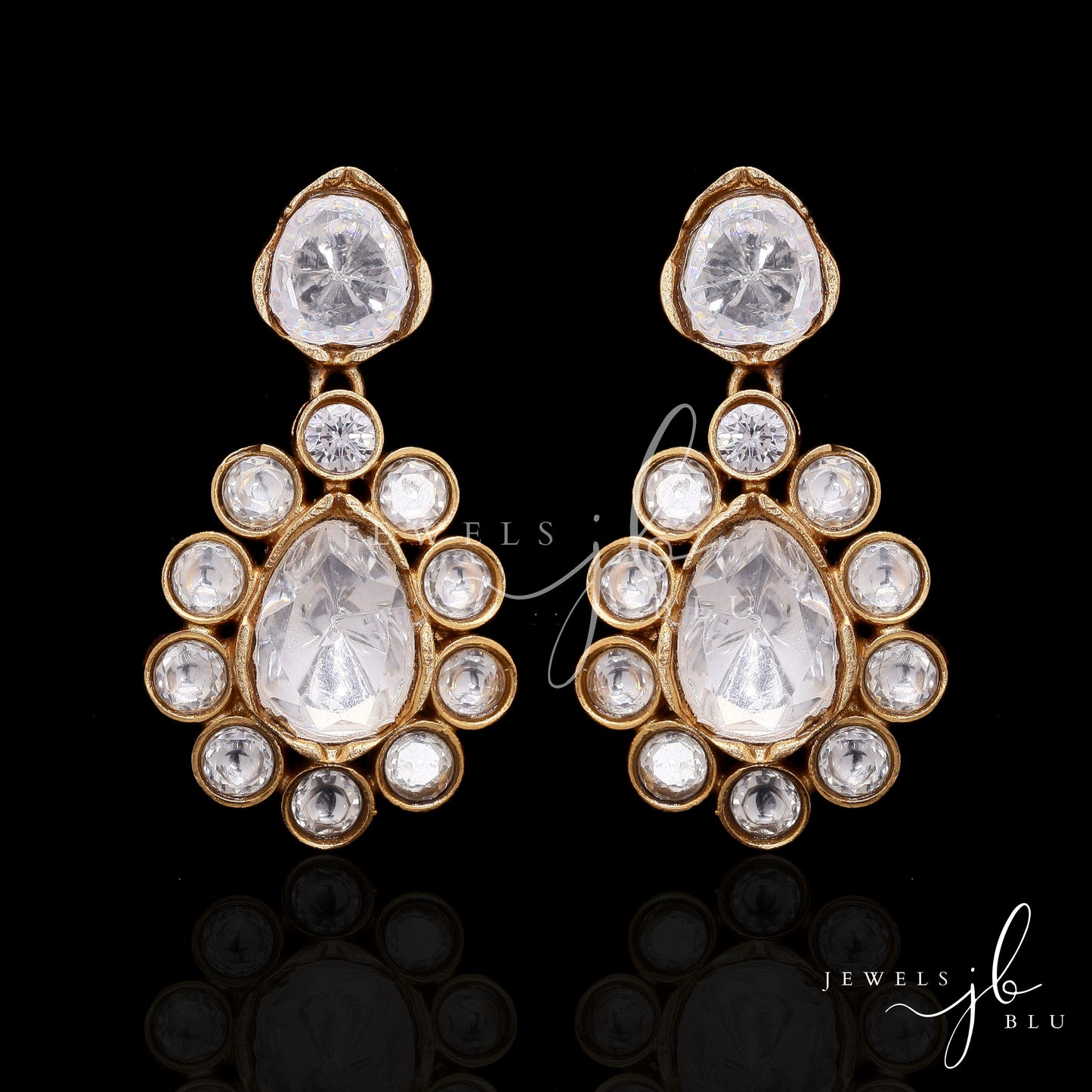 Gold Finish Mayuri Polki Necklace Set