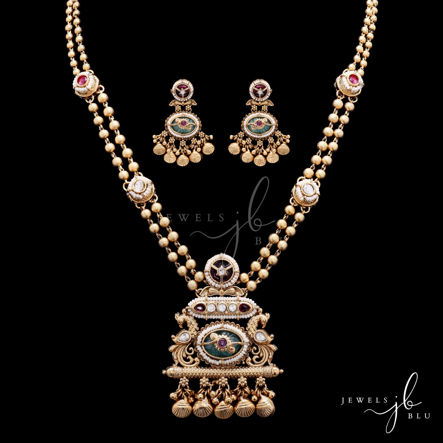 Festive Exclusive Antique Gold Finish Dholakia Necklace Set with Earrings