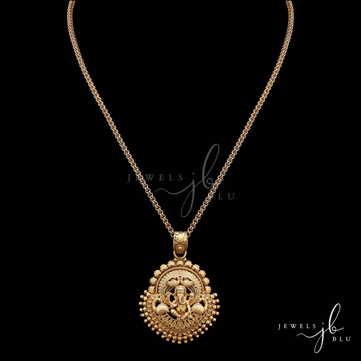 Festive Exclusive Gold Finish Ganesh Ji Necklace Set with Earrings