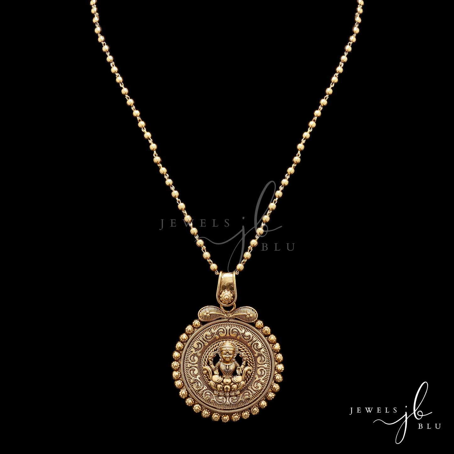 Festive Exclusive Gold Finish Laxmi Mata Necklace Set with Earrings