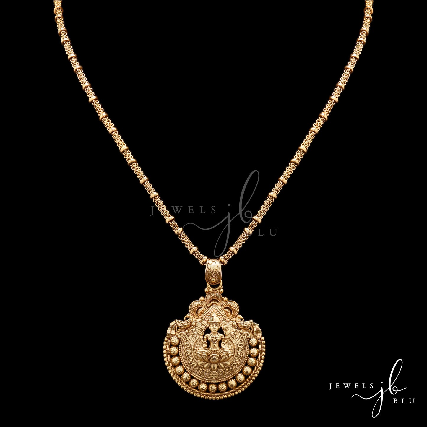 Festive Exclusive Gold Finish Hand Carved Idol Necklace Set with Earrings