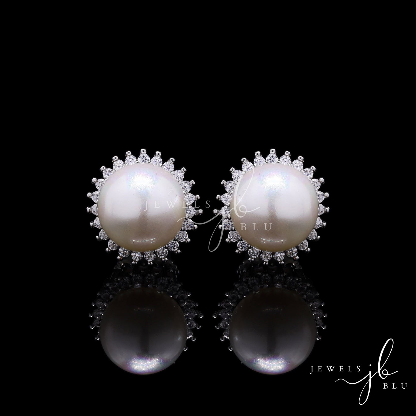 Danita Fresh Water Pearl Studs with American Diamonds