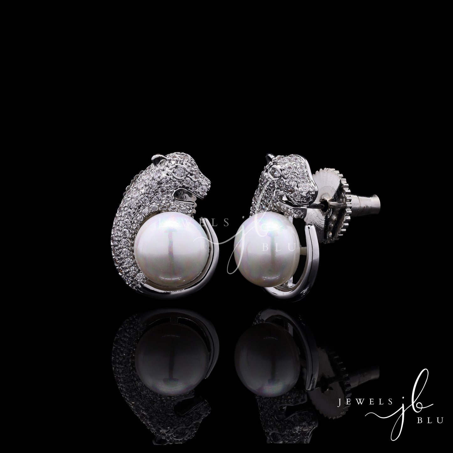 American Diamond Studded Jaguar Anti Tarnish Studs