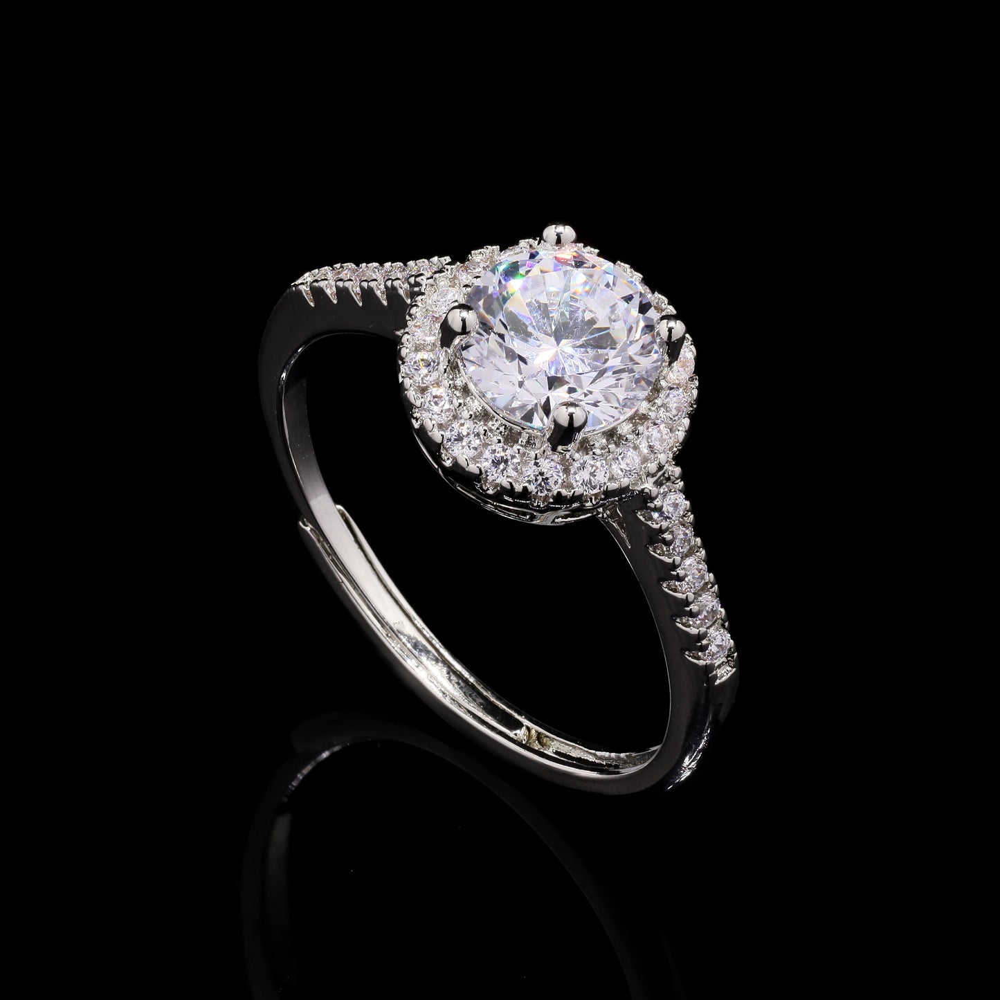 Adjustable American Diamond 1.5 Carat Solitaire Camy Anti Tarnish Ring ( Fits all Sizes )