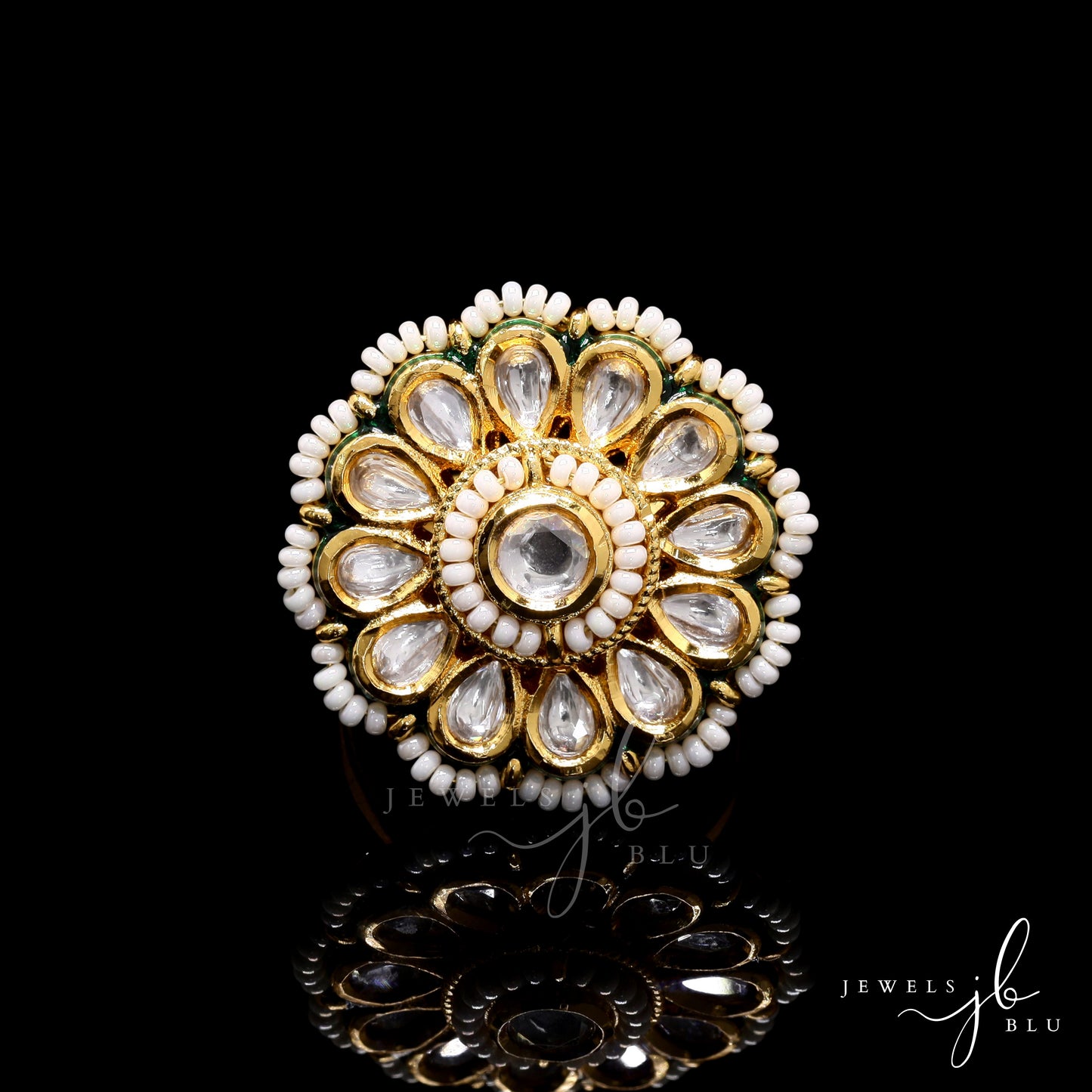 Polki Antara Pearl Adjustable Ring