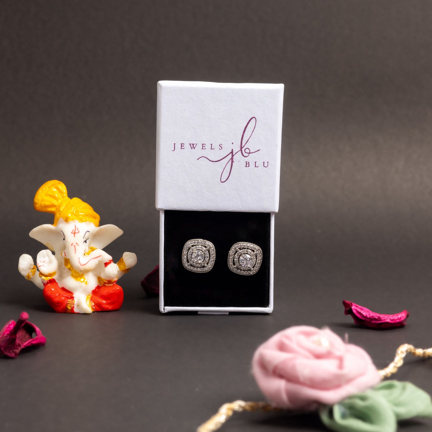 Sombre Clustre Zirconia Stud Earrings with Removable Outer Jacket