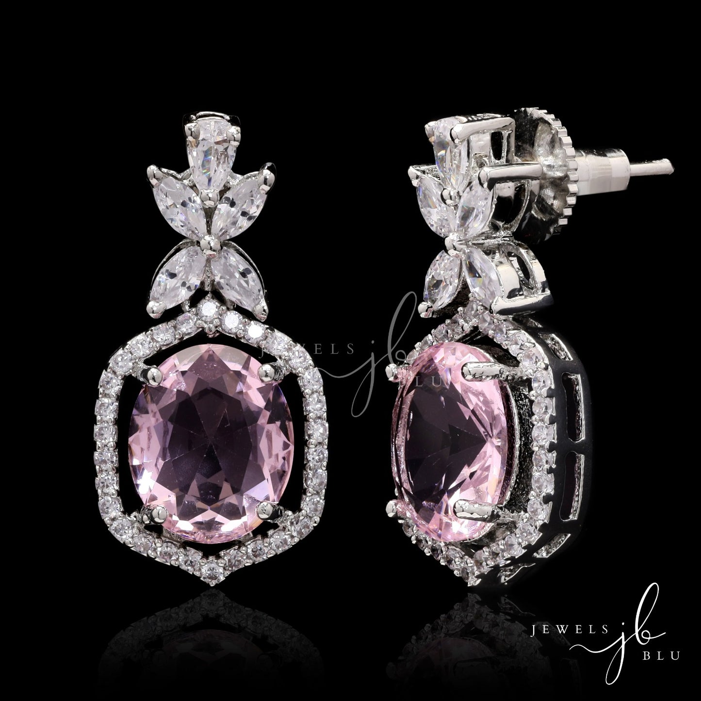 Hydro Ruby and American Diamond Party Earrings