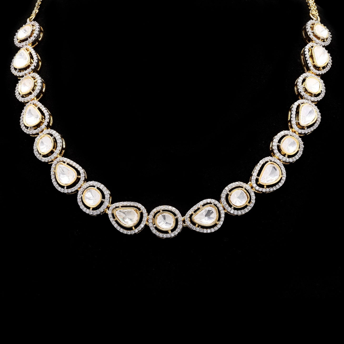 Classic Polki Heerabagh Necklace Set with Earrings