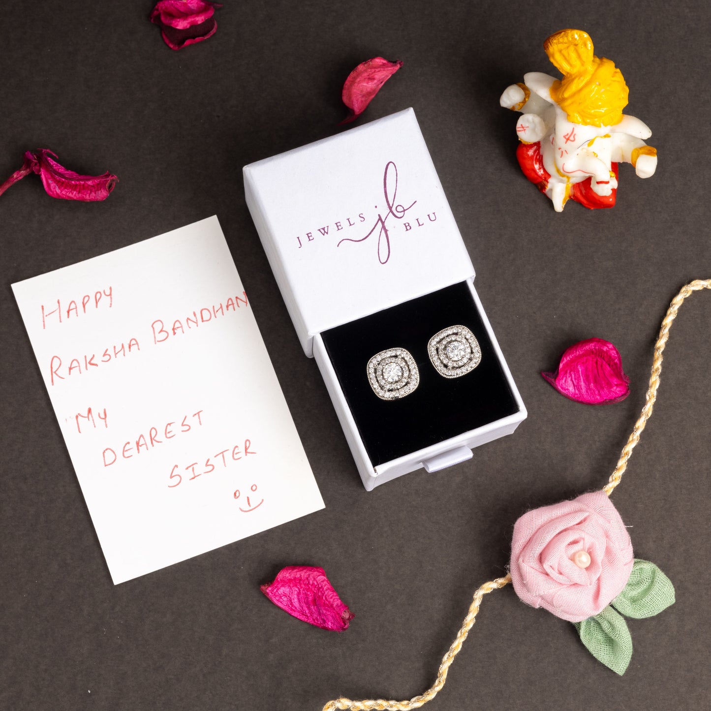 Sombre Clustre Zirconia Stud Earrings with Removable Outer Jacket