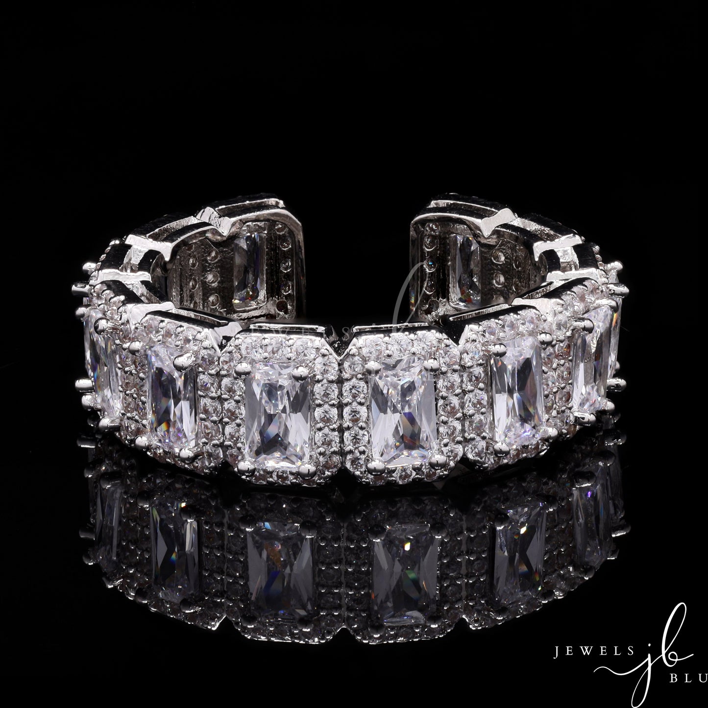 Emerald Cut Solitaire Rio Adjustable Band Ring