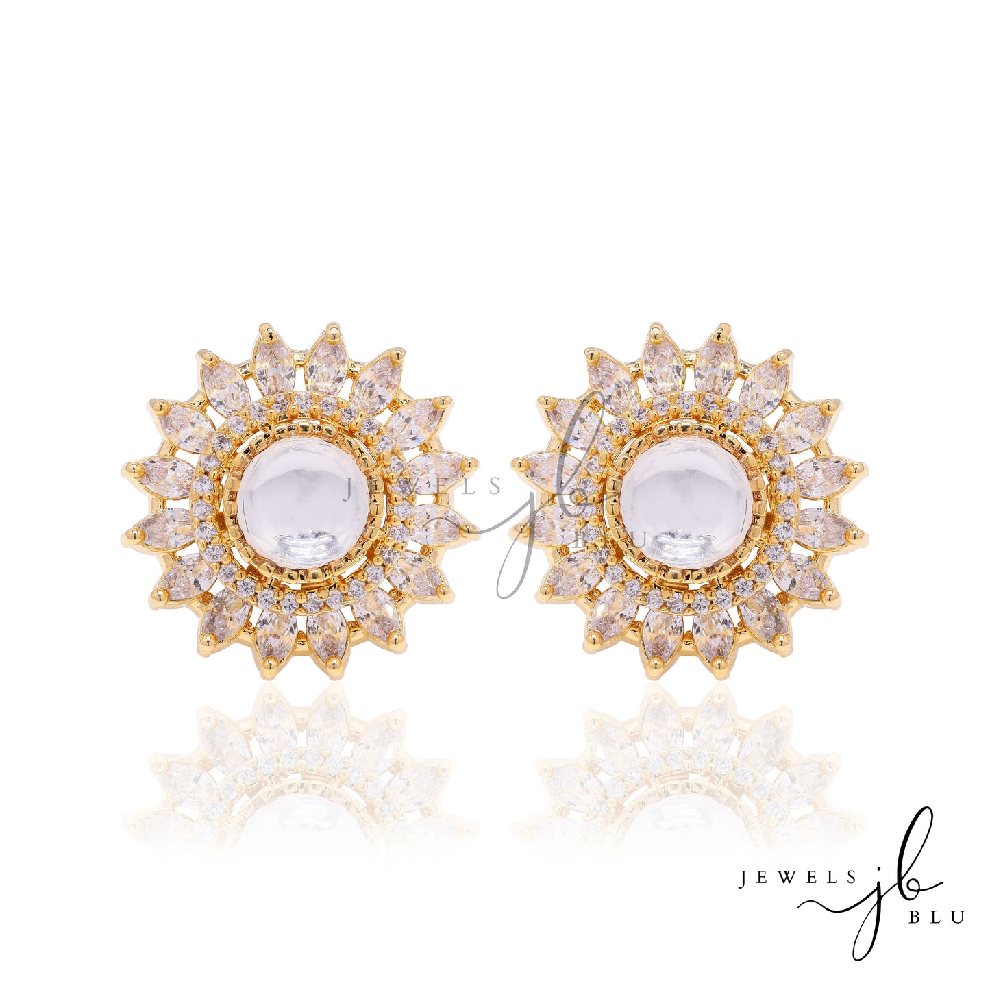 Gold Finish Solar Bloom Statement Studs