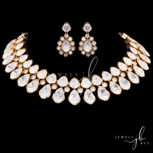 Gold Finish Mayuri Polki Necklace Set