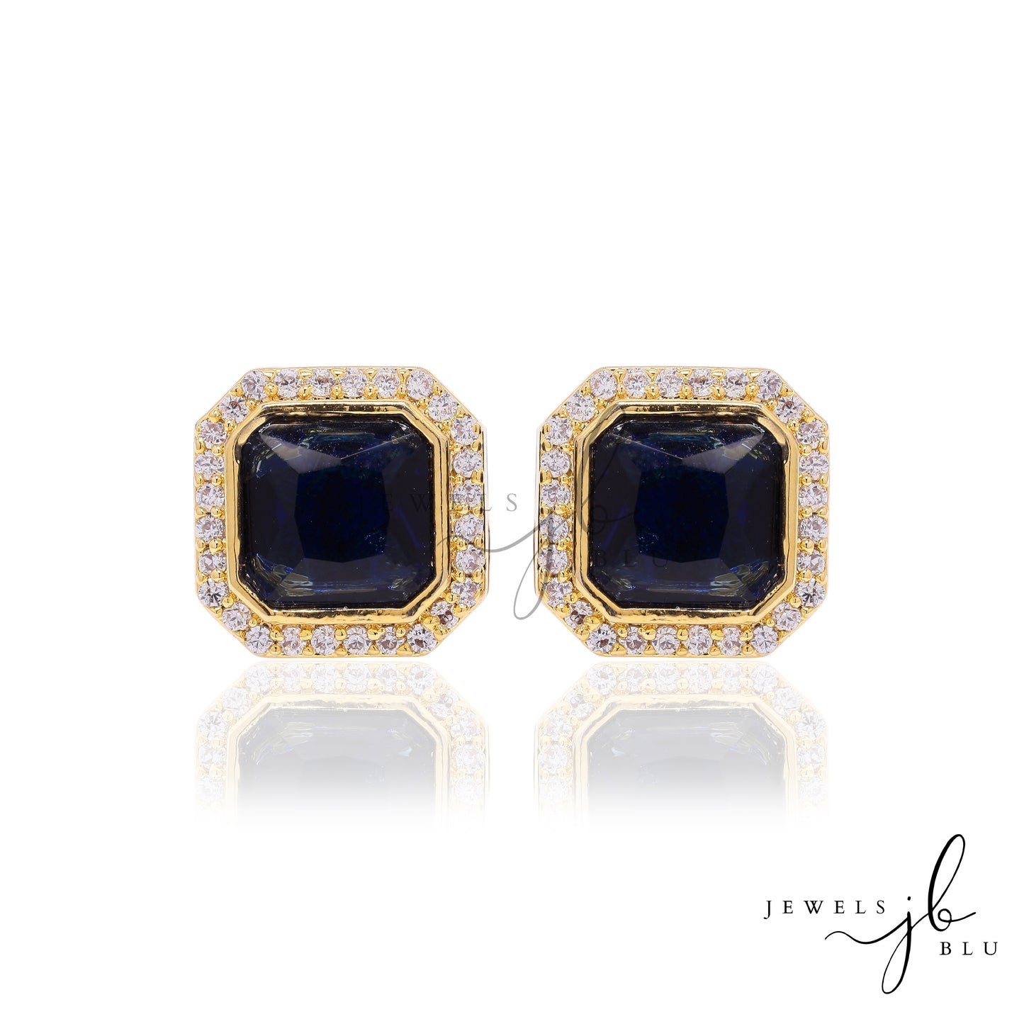 Black Enamel Gold Finish Sotty Studs