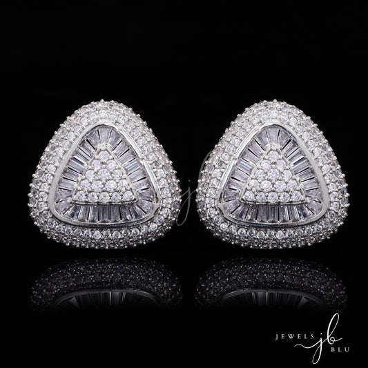 Trillion Harriette Party Studs with American Diamond Baguettes