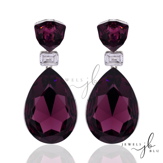 Deep Wine Swarovski Crystal Premium Party Earrings