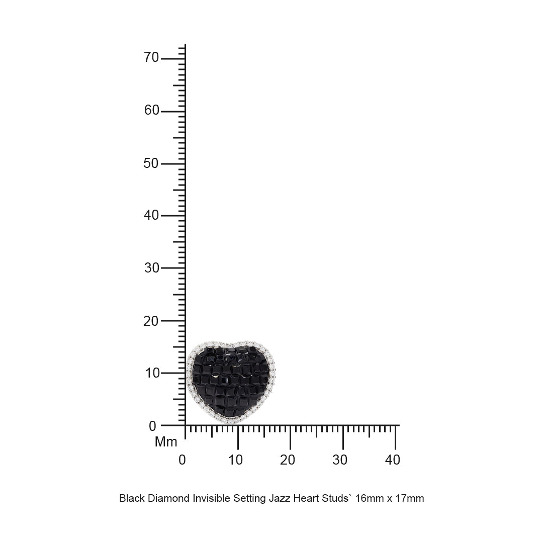 Black Diamond  Invisible Setting Jazz Heart Studs