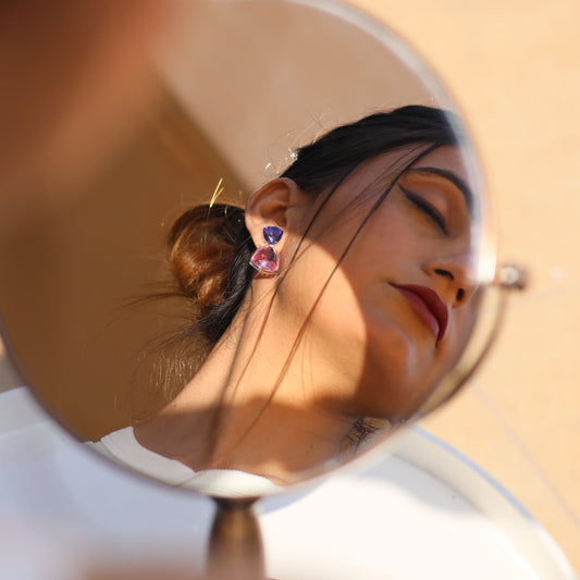 Kylie Purple and Rose Pink Crystal Zirconia Earrings