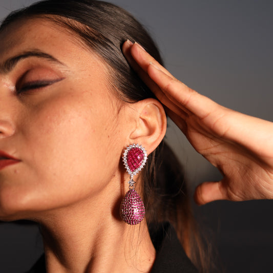 Invisible Setting Ruby Zia Party Earrings