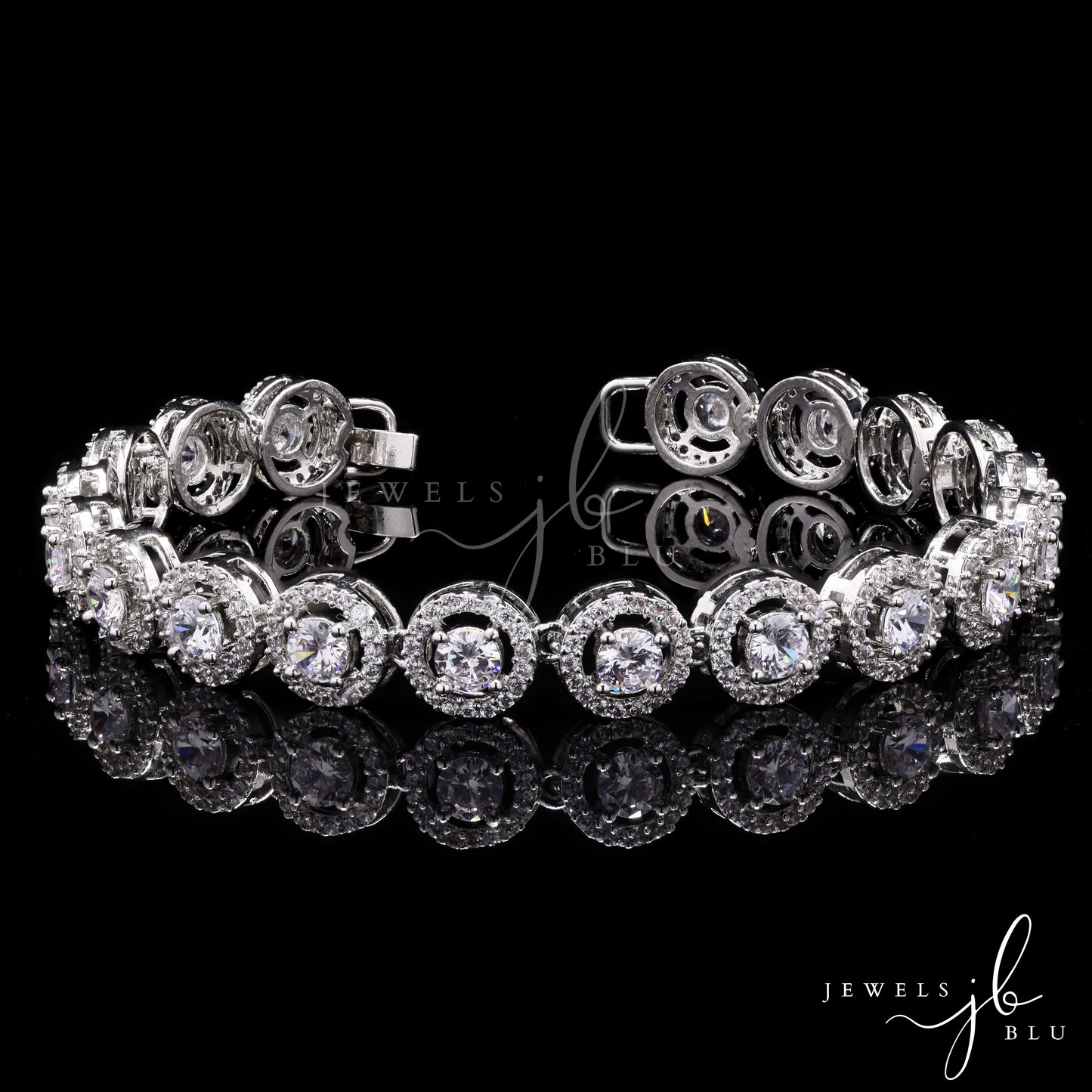 Classic Round Cut Solitaire Halo Tennis Bracelet