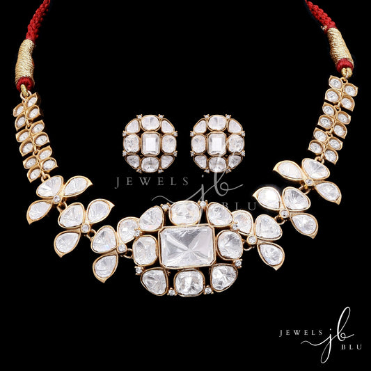 Gold Finish Polki Zahara Necklace Set