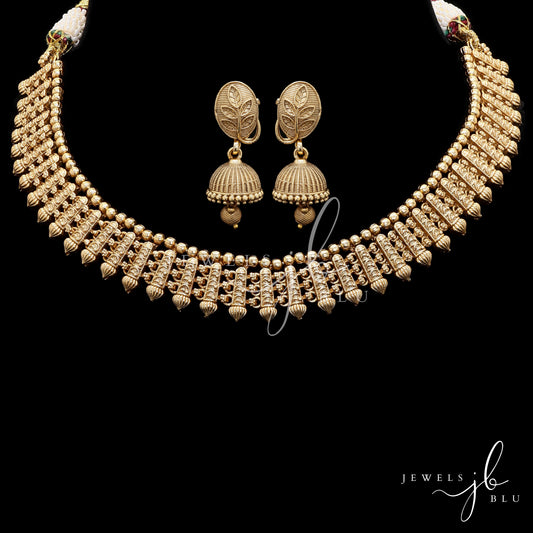 Gold Finish Traditional Avalam Temple Jewelry Necklace Set